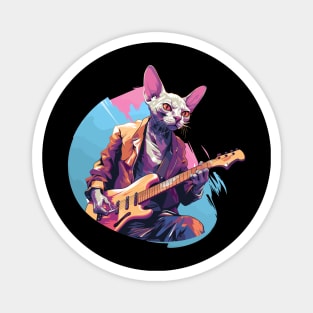 Sphynx Cat Playing Guitar Magnet